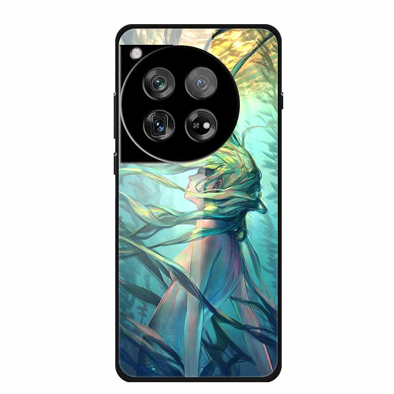 OnePlus 12 Case Tempered Glass Customized Colorful Golden Fruit Design