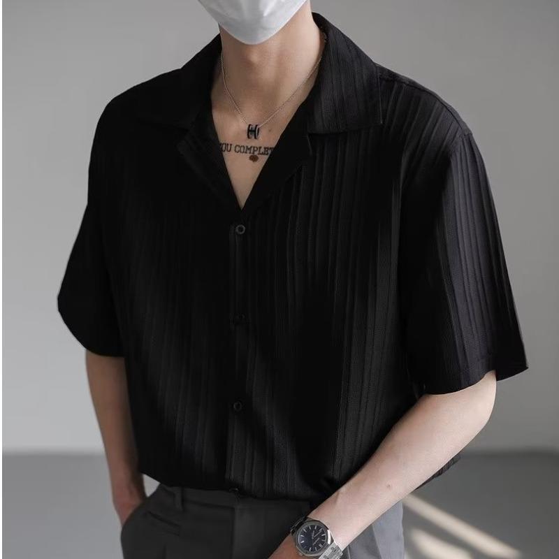 Men's Summer Ice Silk Casual Cuban Collar Shirt