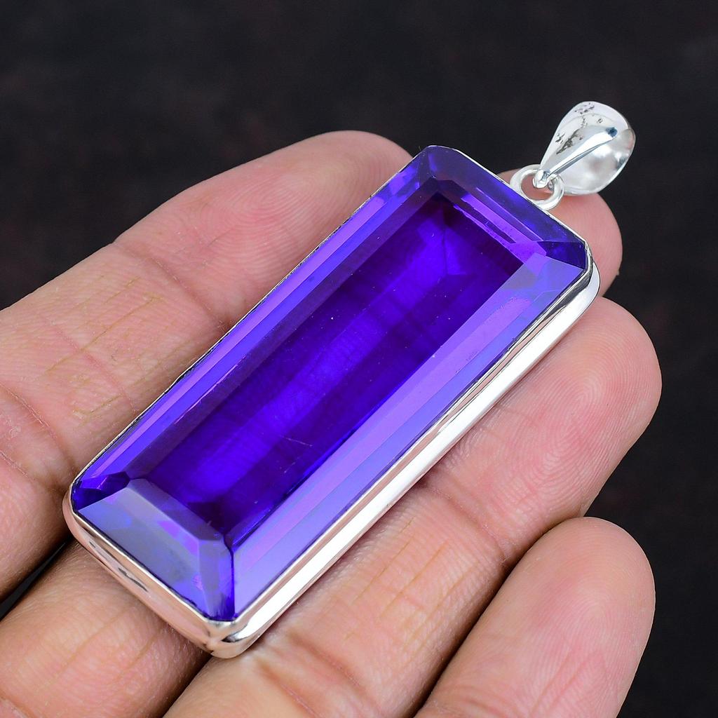 Faceted African Amethyst Pendant Original Gemstone Pendant Handmade Jewelry 925 Sterling Silver Pendant Statement Pendant Gifts for Mother