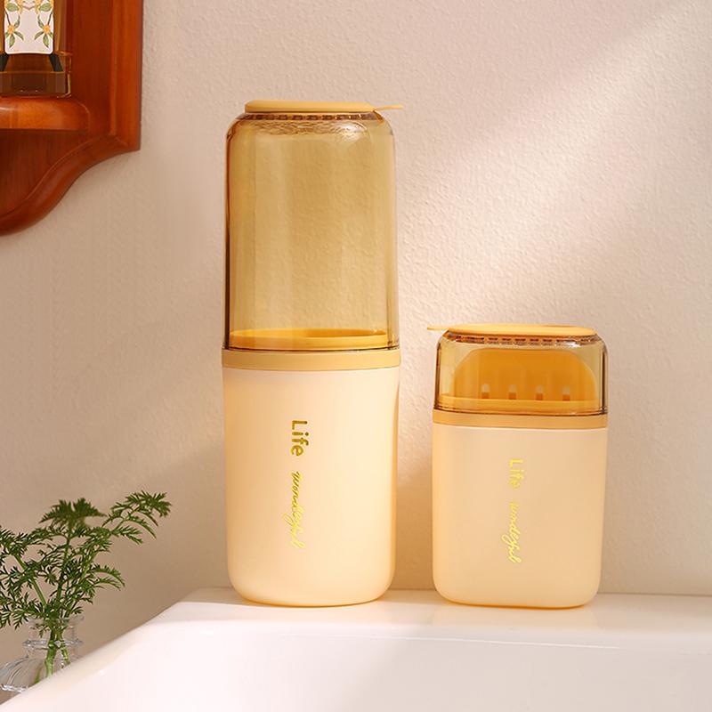 2Pcs/Set Portable Soap Holder Toothbrush Case Durable Plastic Travel Essentials Toiletry Set Easy-Clean Gym Bathroom Accessories