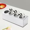 Stainless Steel Flatware Organizer Caddy, 4-Hole Utensil Holder for Kitchen, Modern Minimalist Cutlery Storage, Compact Design