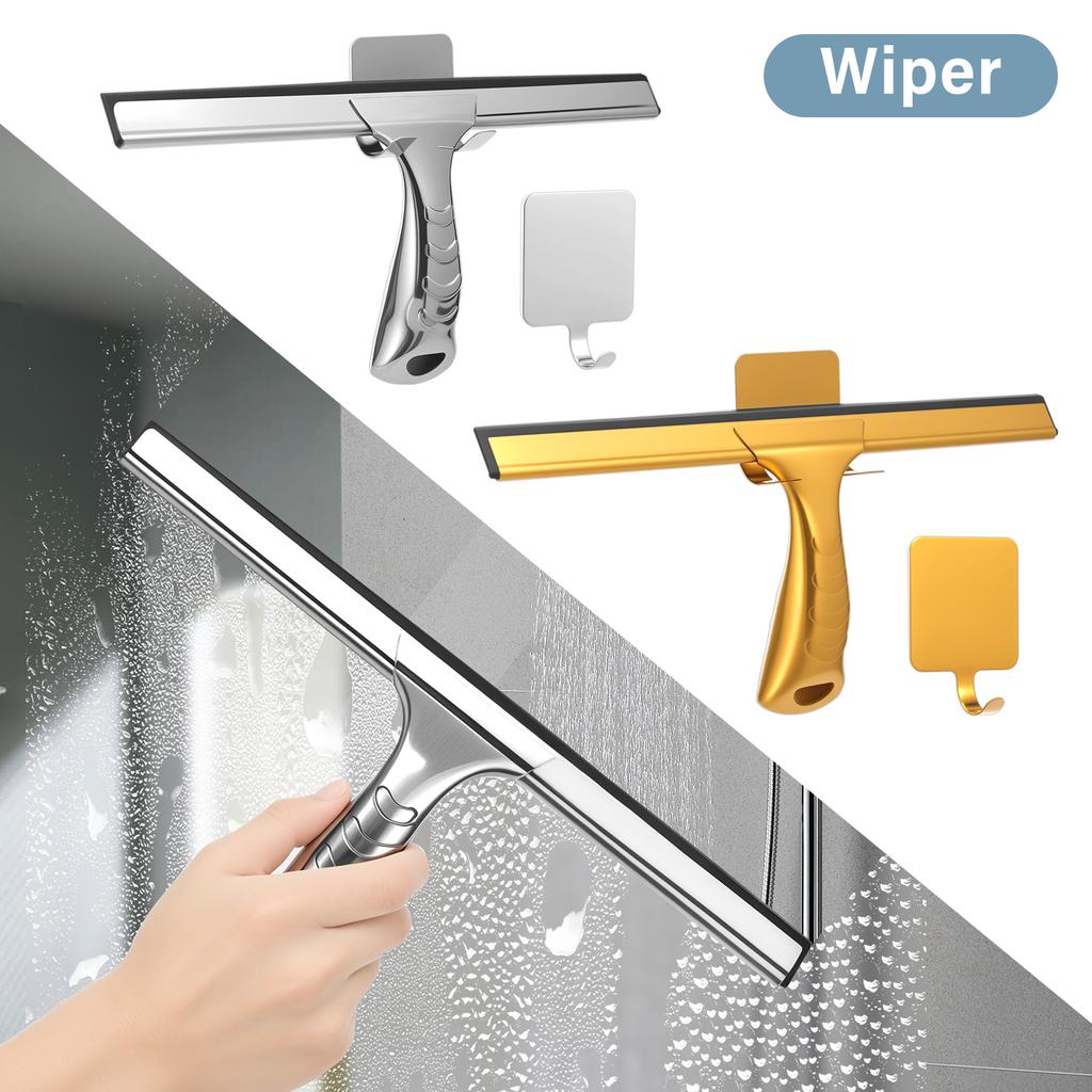 Stainless Steel Shower Squeegee Household Bathroom Doors Hanging Hooks Window Mirror Glass Silicone Scraper Cleaning Tool