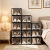 Stackable Shoe Storage Box,Storage Box,Modular Shoe Rack,Bookshelf,Toy Organizer,Wardrobe,Bathroom Cabinet(only with 12Pcs Storage Box)