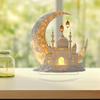 Eid Table Sign Home Decor Sign Ornament 2D Acrylic Tiered Tray Decoration Decorative Crescent Castle Ornament for Home Table