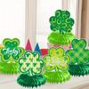 9pcs/set 2026 New Irish Festival Decoration, Clover Honeycomb Ornament, St. Patrick's Day Party Desktop Ornament Honeycomb