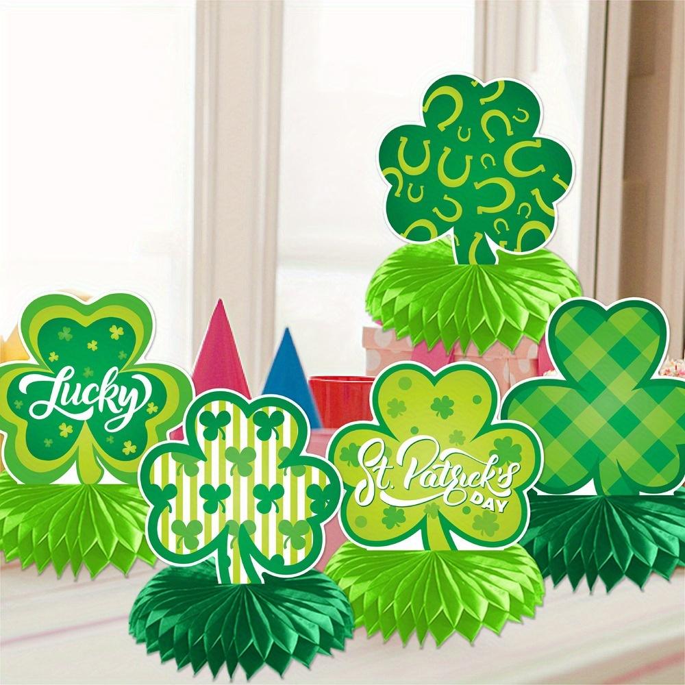 9pcs/set 2026 New Irish Festival Decoration, Clover Honeycomb Ornament, St. Patrick's Day Party Desktop Ornament Honeycomb