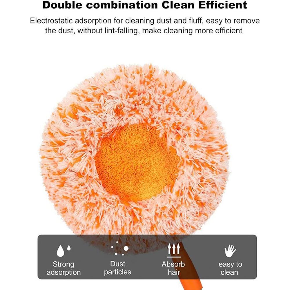 360°Rotatable Mops Set with 4 Replaceable Mop Heads Round Microfiber Dust Mops Cleaning Tools for Household Floor Wall Window