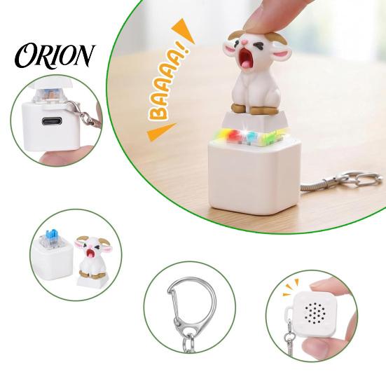 Mechanical Keycap Keychain 1/2/3Pcs Screaming Goat Keyboard Fidget Toy, Rechargeable Sheep Finger Clicker Portable Sensory Toy with Light Sound,