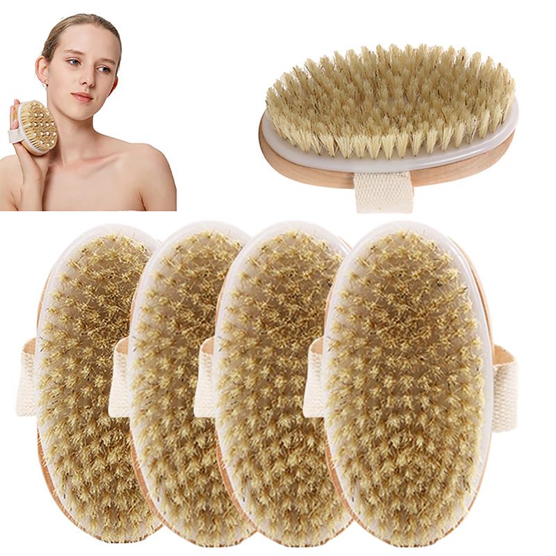 Szczotka z naturalnego włosia Miękka na mokrą i suchą skórę Ciało Szczotka do Spa Masażer do kąpieli Szczotki do prysznica Złuszczająca Wygładzająca Pielęgnacja skóry Zdrowie Dom