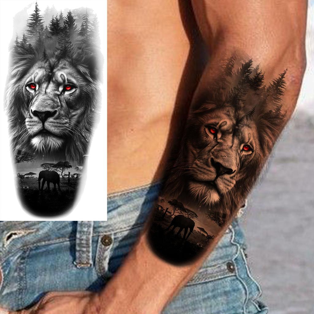 1 Sheet Realistic Lion Owl Tiger Temporary Tattoos Waterproof Long Lasting Fake Tattoo Sticker For Men Women Adults Temp Tatoos