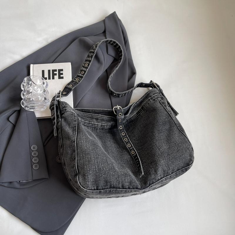 Große Tragetasche Damen Denim Schultertasche Unterarmtasche