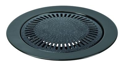 Pearl Metal Yakiniku Grill, Round, 33cm, Marble Diamond Coat, for Portable Stoves, HB-6317, Black