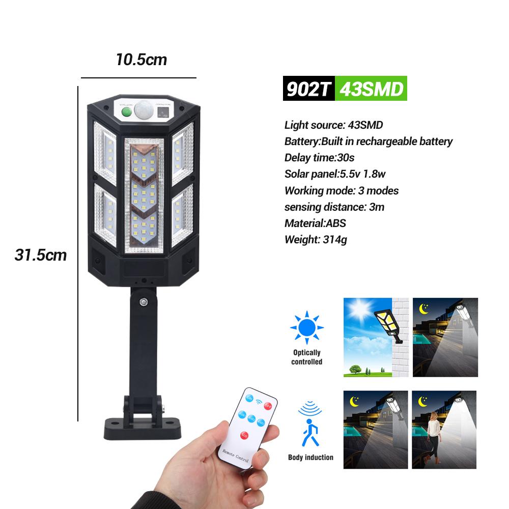 Outdoor Solar Street Lights, Waterproof Motion Sensor LED Lamp with 3 Lighting Modes Spotlight for Garden Path Security Lantern