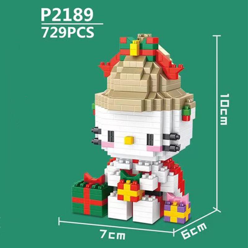 Sanrio Merry Christmas Micro Building Blocks Disney Melody 3D Model Hello Kitty Cinnamoroll Assembled Mini Bricks Figure Toy
