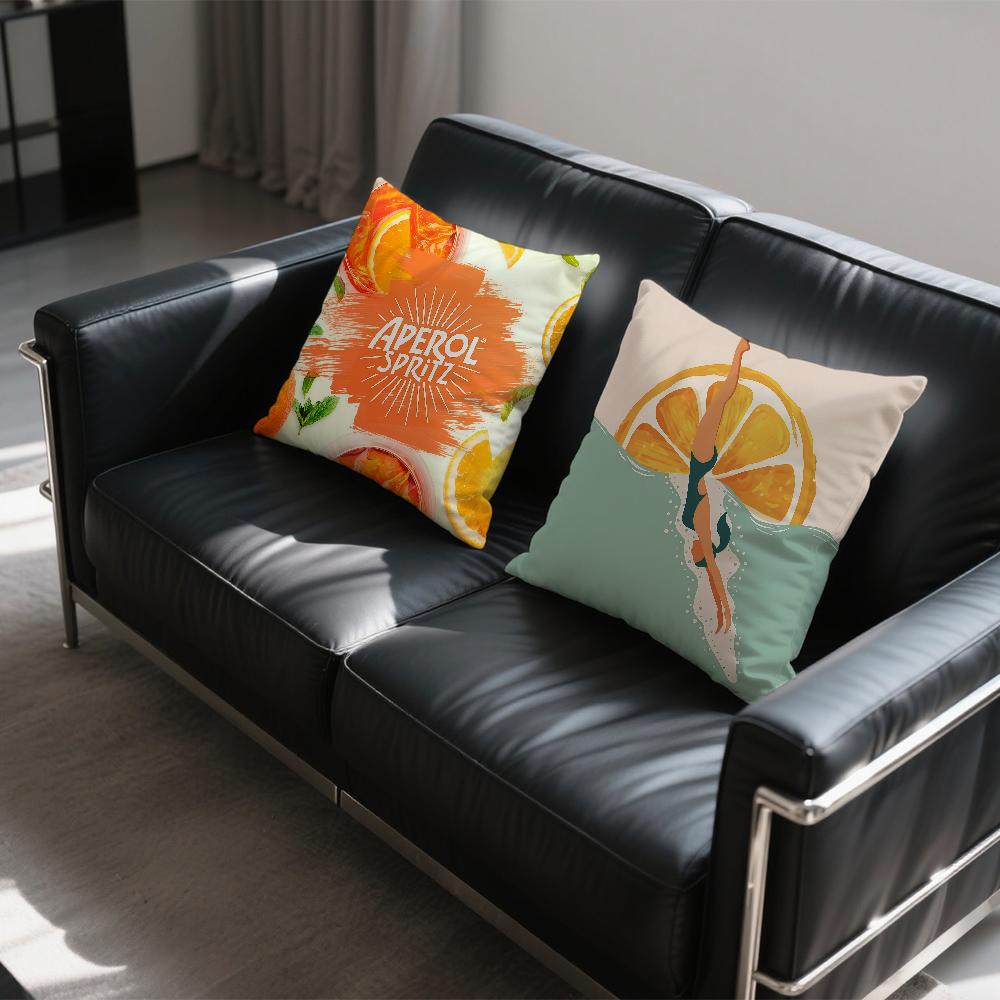 A-Aperol S-Spritz Logo Cushion Cover Square Sofa Cushion Cover Casual Skin-Friendly Comfortable Pillow Cover