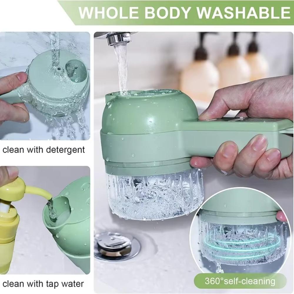 Easy To Clean 4 in1Electric Garlic Mincer Vegetable Cutter Set Cordless Electric Garlic Mincer Food Chopper Handheld Food Slicer