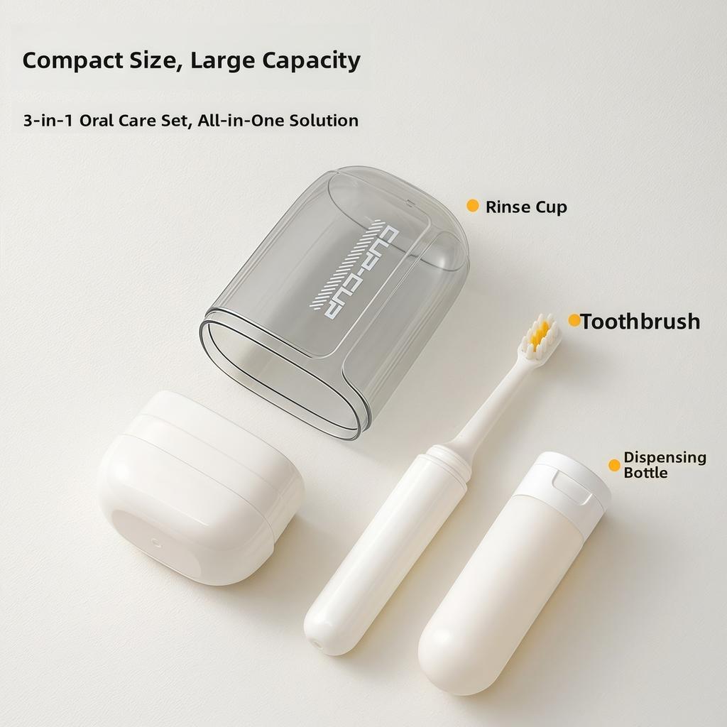 Portable Mini Pocket Travel Toothbrush Set With Case Ergonomic Multi-Functional Foldable Cup Holder Toiletries For Business Trip