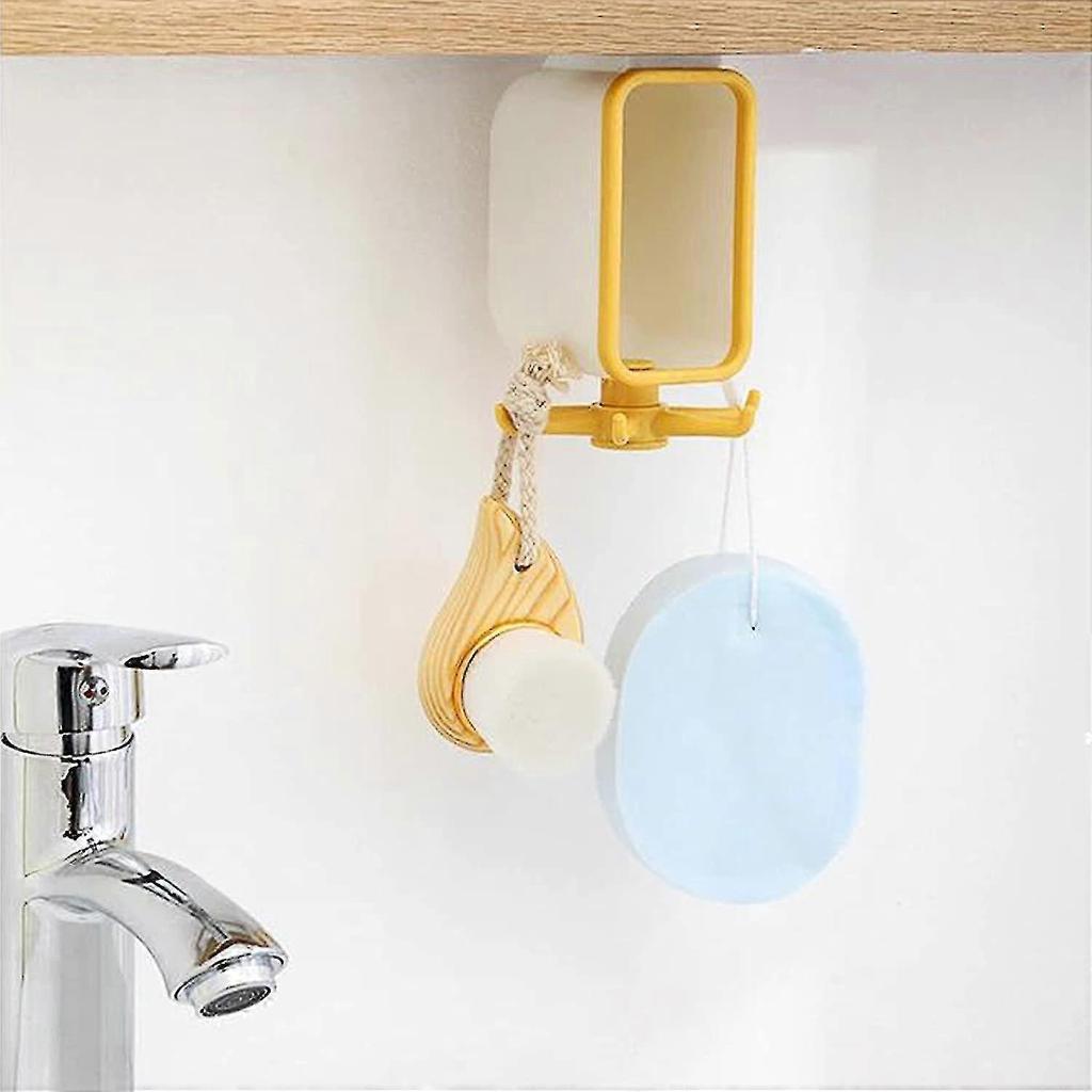 2 Pieces Storage Swivel Rack Wall Mounted Cutlery Rack Dry Drain Basket 6 Jaws 360 Swivel Hook