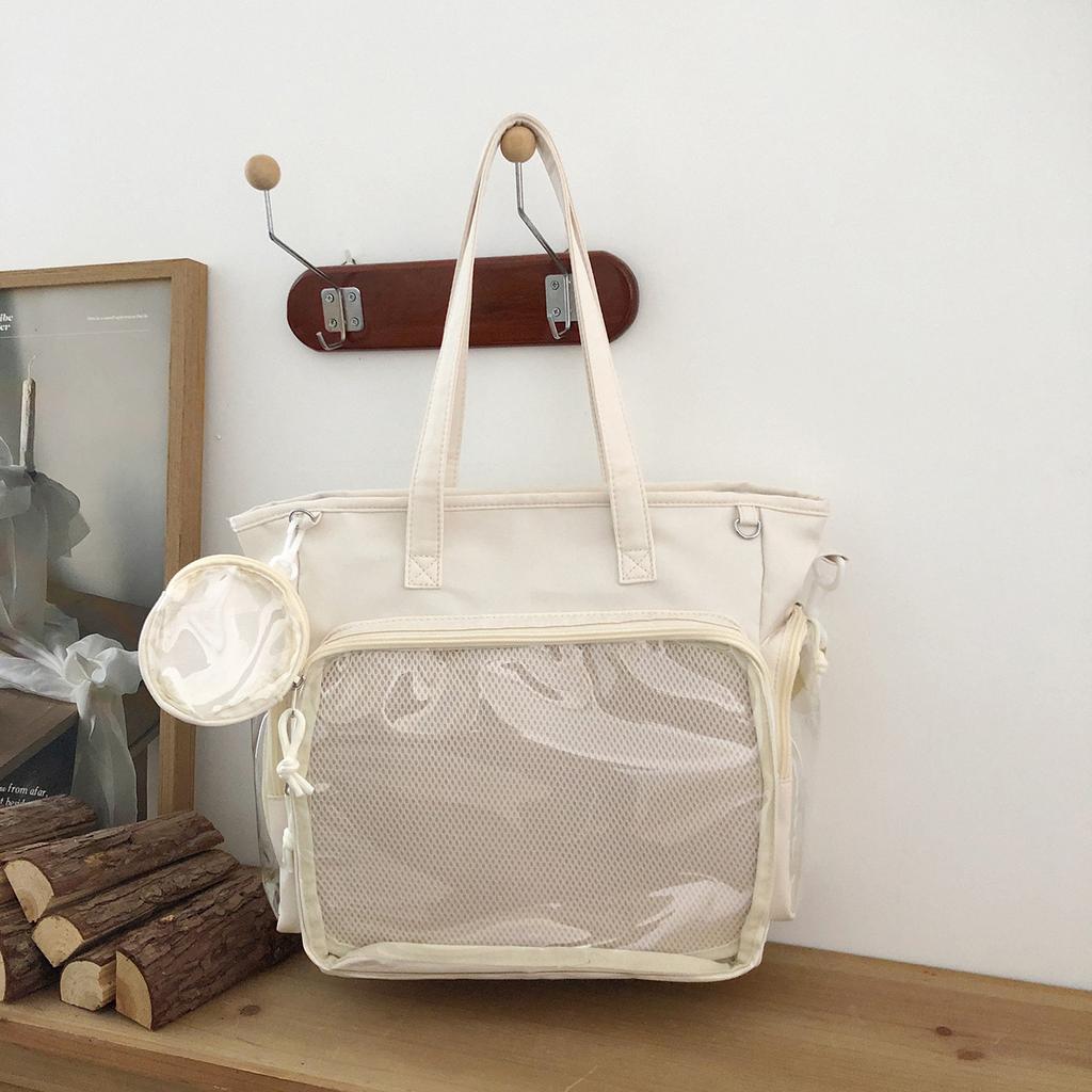 New Large Capacity Clear Itabag Tote Bag Girls Lightweight Nylon Pin Display Kawaii School Book Shoulder Bag Female Ita Handbag