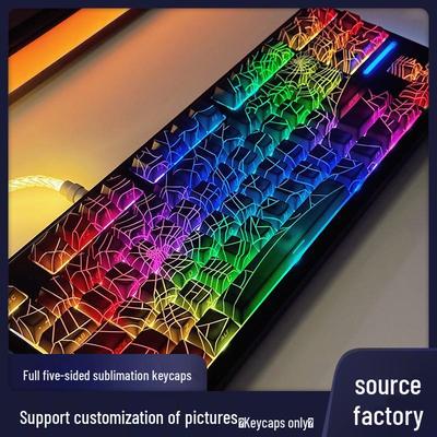 Spinnennetz Tastenkappen Set: Seitlich graviertes, transluzentes PBT mit thermischer Sublimation