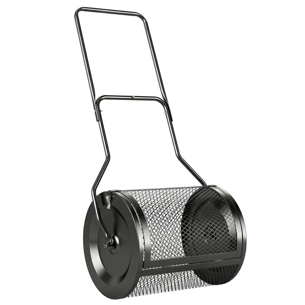 Compost Spreader, 20" Peat Moss Spreader with Detachable U-Shaped Handle and Metal Mesh Basket