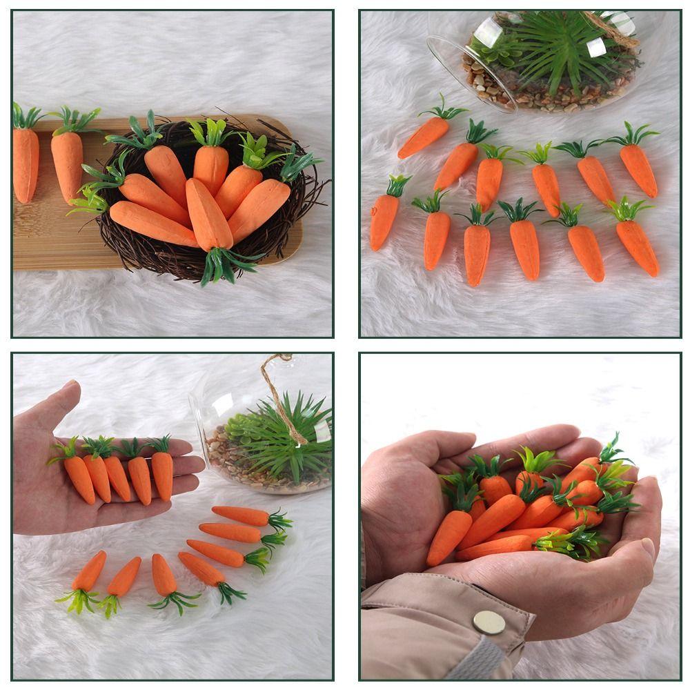 12Pcs Realistic Mini Easter Carrots Handmade Mini Carrot Hanging Pendant  Party Supplies