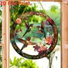 20CM 2D Flat Hummingbird Flower Color Art Translucent Round Window Hanging Decorative Acrylic Decorative Sun Catcher Parasol for   Garden Gift