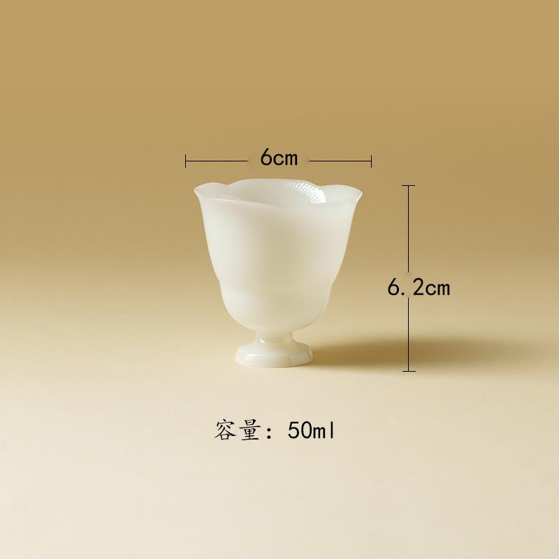 

50ml Icy Jade Flower Mouth High Foot Teacup Aesthetic Tea Bowl Tea Cup Set Tea-tasting Fragrance Cup Chazhan Master Cups Teaware