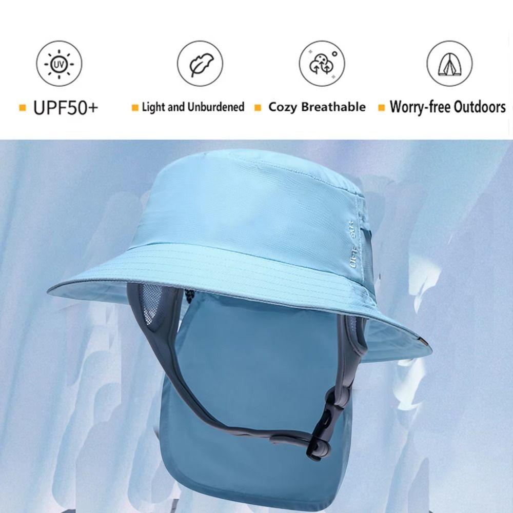 With Chin Strap Surfing Backet Hat Wide-brimmed Fisherman Cap Ladies Sun Hat  Mountaineering
