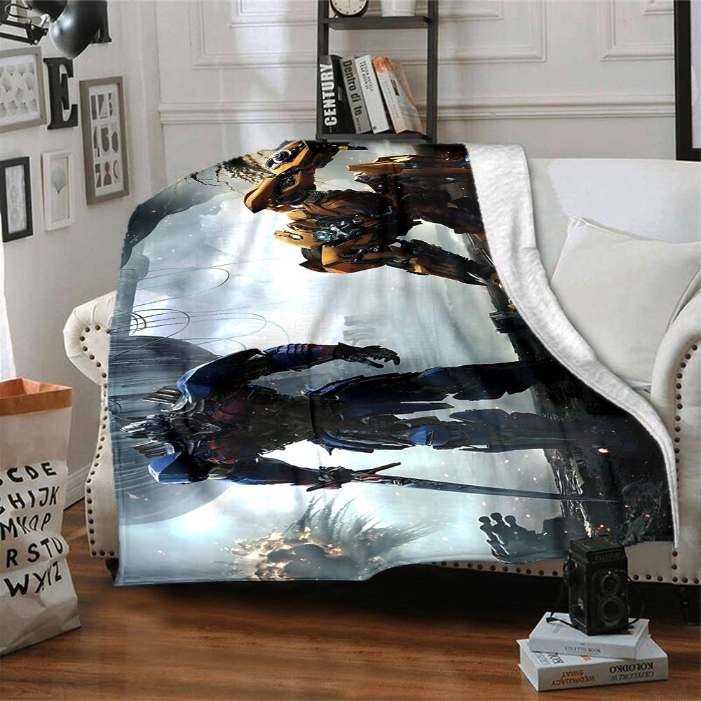 1Pc Transformers Cybertronian Warriors Flannel Fleece Blanket Soft Warm Throw Blanket for Sofa Bed Couch Home Decor Lightweight Travel Nap Blanket Xma