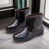 Men's rain shoes non-slip waterproof rain boots fleece thermal rubber shoes work short tube black water shoe cover shoes fashion