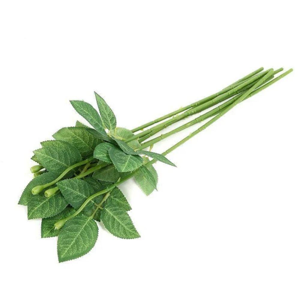 10Pcs with Artificial Leaves Fake Flower Stem Rose Flowers Head Decoration