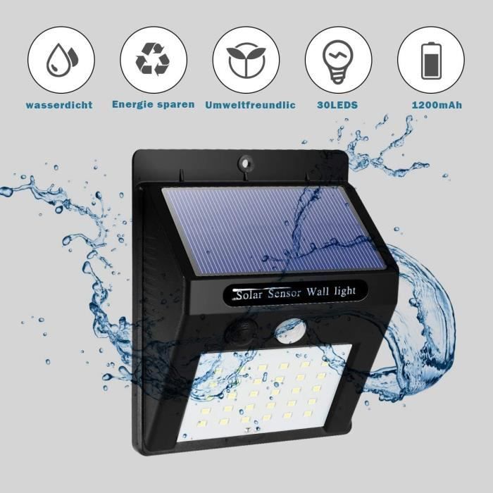Lot De 4 Lampes Solaires D'Extérieur À 30 Led Pour Jardin, Terrasse, Cour, Allée Et Passages[u5580]