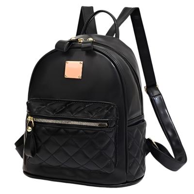 APOSITV Women's Backpack, PU Leather, Quilted Design, Black, Lightweight, Faux Leather