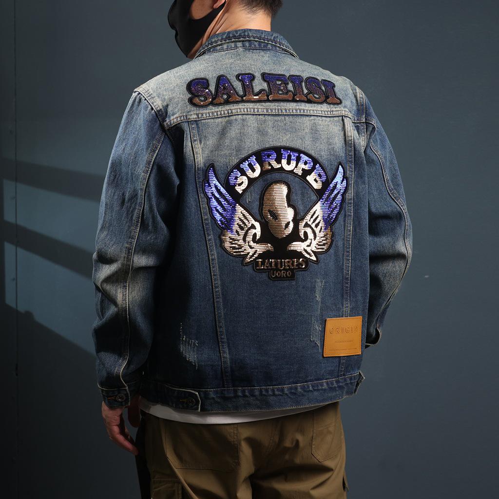Men's Xintang Embroidered Denim Jacket | 2025 Trendy Loose Retro Workwear for Spring & Autumn
