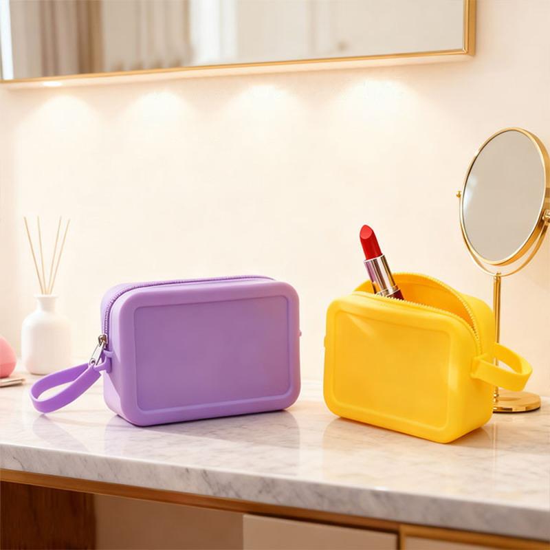 Waterproof Silicone Makeup Storage Bag Vintage Smooth Zipper Portable Pouch for Cosmetics Earphone Keys Travel