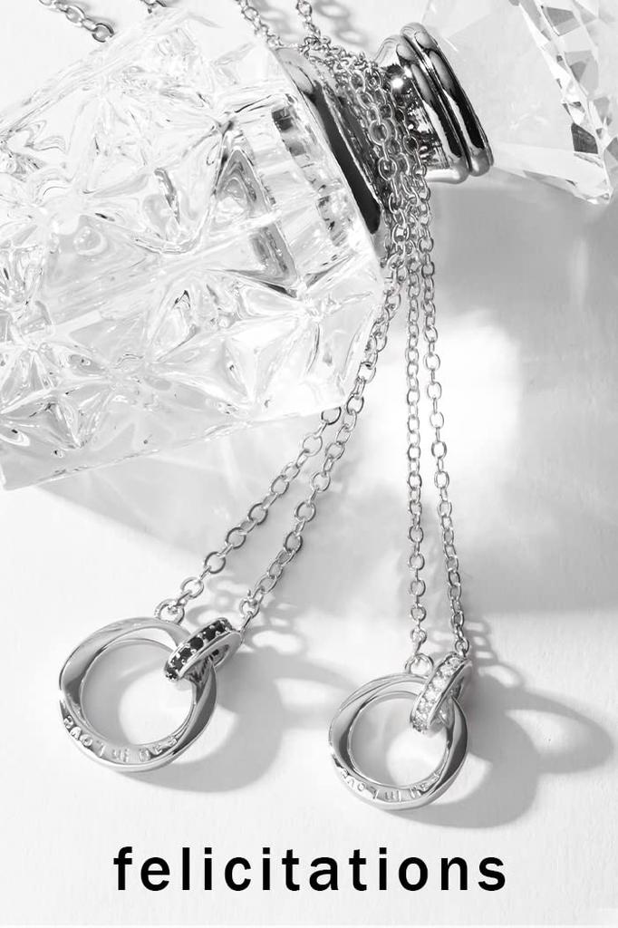 [felicitations] Couple's Gift Set: Sterling Silver Necklaces, Men's & Women's, 2-Piece Set, BR-J066 (MSB&LSW)