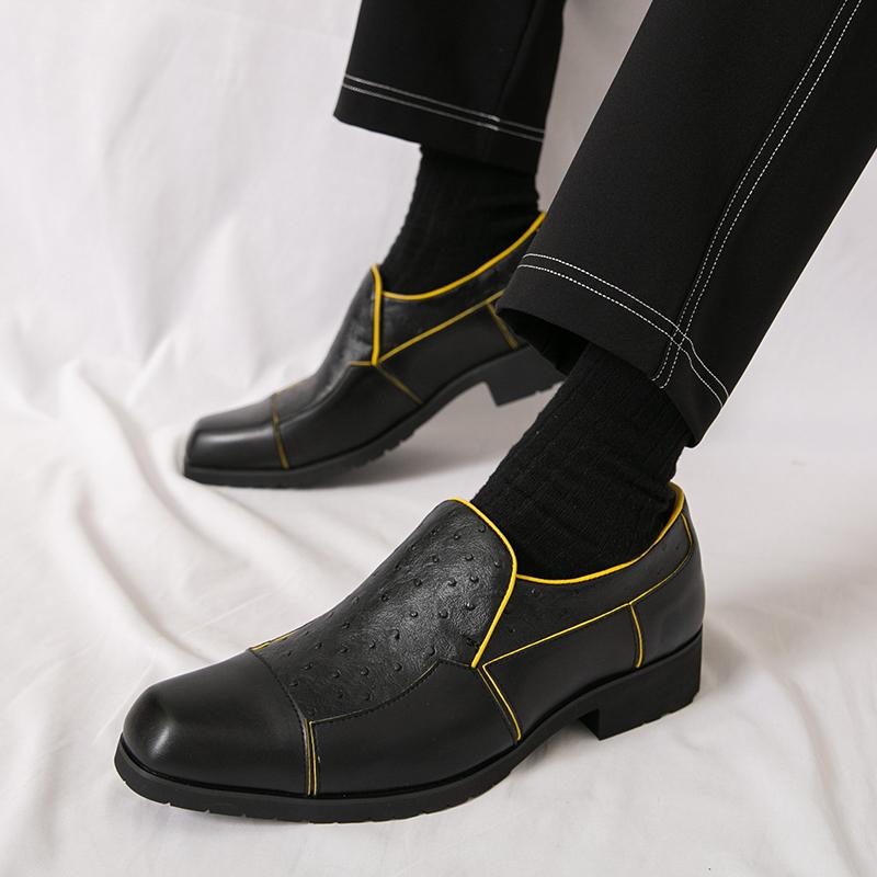 Fashionable Square Toe Men'S Leather Casual Shoes Large-Sized Business Office Leather Shoes Soft And Comfortable Quality Loafers