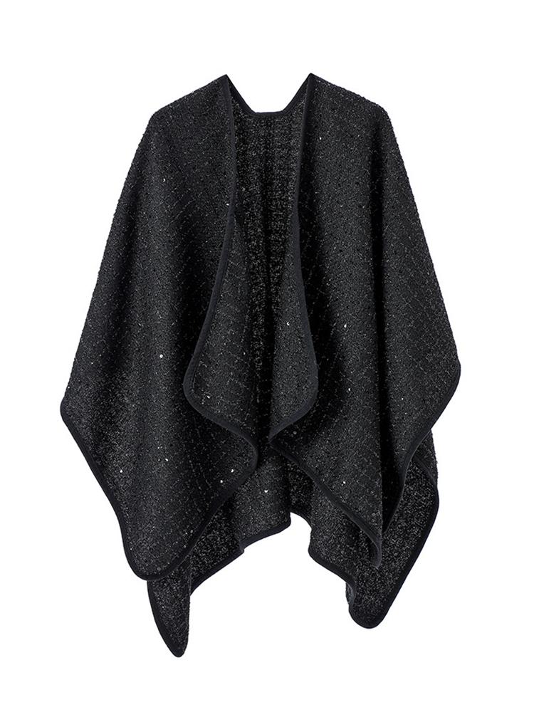 Winter Schal Damen Schichten Poncho Elegant Schwarz Helle Seide Pailletten Party Wickeltücher Schal Schal Capa Para Pashmina Umhang Hohe Qualität