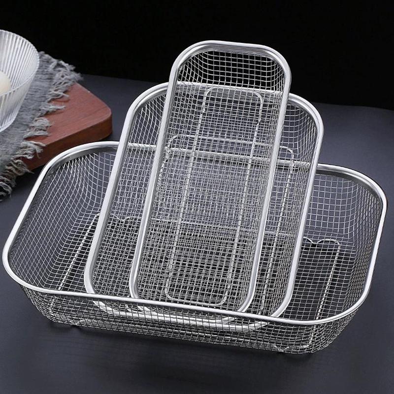Stainless Steel Air Fryer Grill Mesh Basket Non Stick Tray for Oil Free Roasting and Crisping Home Cooking Accessory