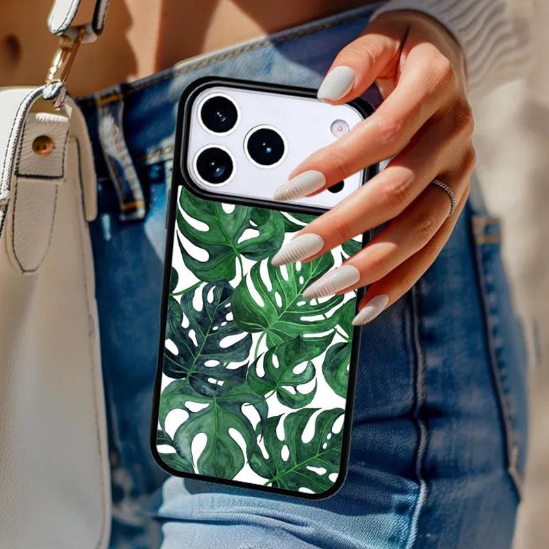 

Чехол для телефона Монстера Цветок Тропические Зеленые Листья Для iPhone 17 Air 14 15 13 12 Max Чехол Для Apple 16e 11 Pro Max Plus Coque iPhone 16pro max