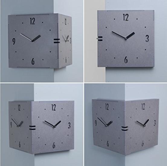 Corner Double-Sided Clock, Handmade Wooden Double-Sided Wall Clock, Stylish Wall Clock, Nordic Style Clock, Interior Decor
