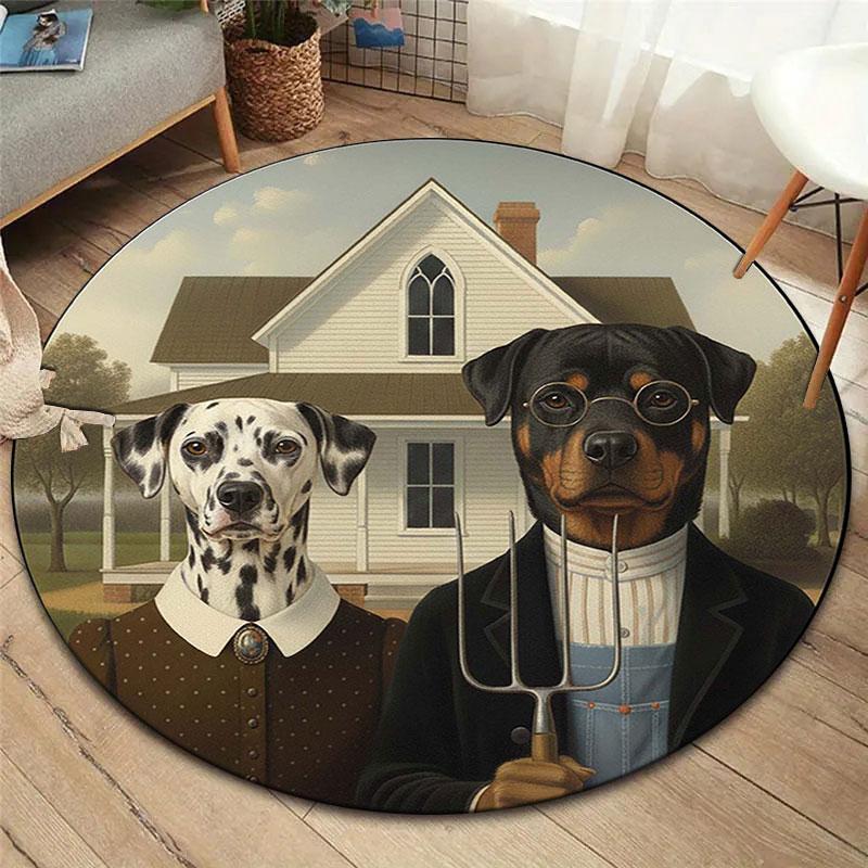 

puppyportrait Round Area Rug,Carpet Rug for Living Room Bedroom Sofa Playroom Decor,Non-slip Floor Mat 80cmx80cm