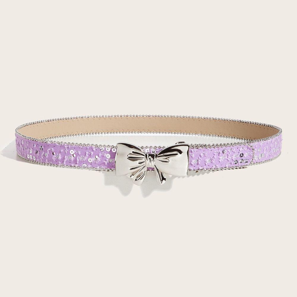 PU Leather Women Belt Border Bead Dress Waist Belt Bowknot Waist Strap for Dress Jeans Daily Wear