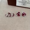 Real 925 Silver Hollow Bowknot Heart Hoop Earrings For Women Classic Fine Jewelry Niche Light Accessories