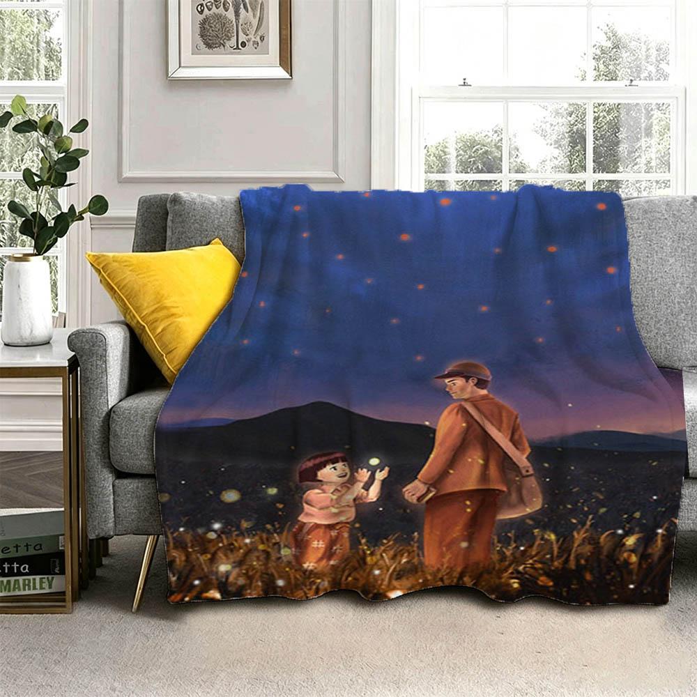 New G-Grave Cartoon F-Fireflies Movie 3D Flannel Blanket Soft Throw Blanket Art For Home Decor Bedroom Bed Sofa Picnic Fans Gift