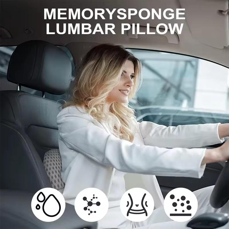 Ergonomic Lumbar Support Pillow,Memory Foam Back Cushion with Machine Washable Cover, Lightweight, Medium Soft Firmness