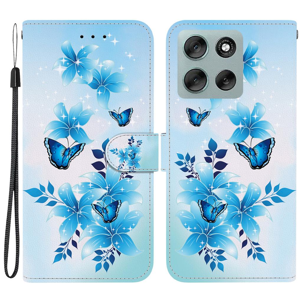 For Motorola Moto G56 5G Case Pattern Printing Anti-Drop Leather Flip Wallet Phone Cover with Lanyard