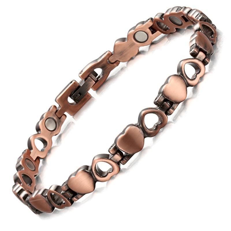 Men's Retro Antique Red Copper Wide Magnet Bracelet - Adjustable Cross-Border Style