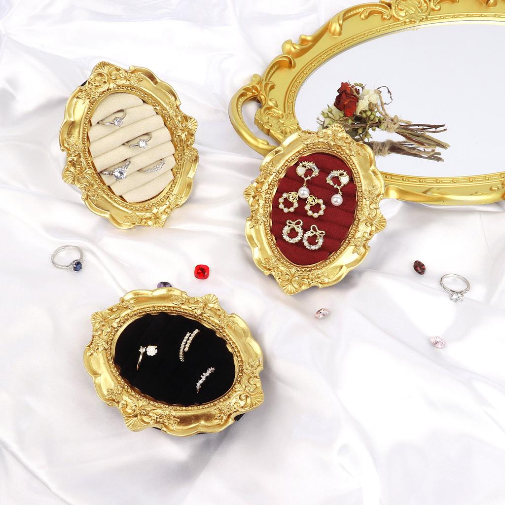 Vintage Ring Display Stand Picture Frame Shape Earring Tray Exquisite Small Size Ornament Jewelry Organizer Rack